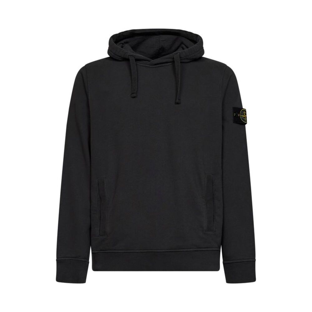 Stone Island Men Lead Grey Stretch Organic Cotton Hoodie